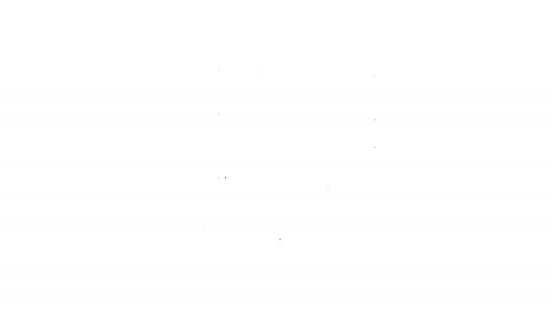 Zwarte lijn Opgevouwen kaart pictogram geïsoleerd op witte achtergrond. 4K Video motion grafische animatie — Stockvideo