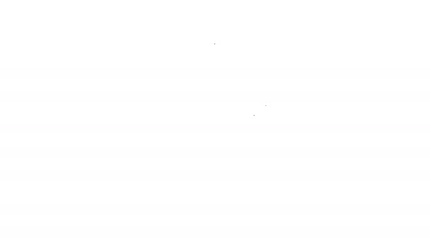 Línea negra Icono de cubo de pesca aislado sobre fondo blanco. Pescado en un cubo. Animación gráfica de vídeo 4K — Vídeos de Stock