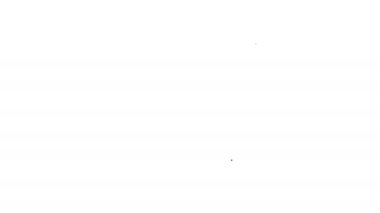 Siyah çizgi kamp portatif sandalye simgesi beyaz arkaplanda izole edildi. Dinlen ve rahatla. Balık koltuğu. 4K Video hareketli grafik canlandırması