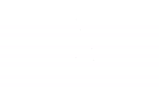 Linea nera icona cucchiaio da pesca isolato su sfondo bianco. Esche da pesca a forma di pesce. Attrezzatura da pesca. Animazione grafica 4K Video motion — Video Stock