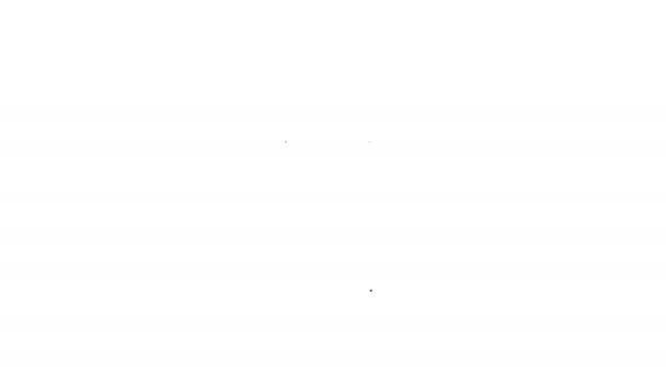 Черная линия Дом план значок изолирован на белом фоне. Видеографическая анимация 4K — стоковое видео