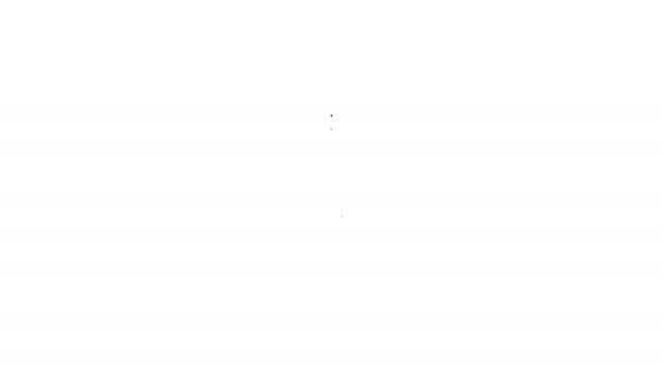 Черная линия Поиск дом значок изолирован на белом фоне. Символ недвижимости дома под увеличительным стеклом. Видеографическая анимация 4K — стоковое видео