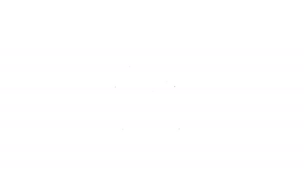 Чорна лінія Лопата і значок граблів ізольовані на білому тлі. Інструмент для садівництва, сільського господарства, садівництва, сільського господарства. Наземний культиватор. 4K Відео рух графічна анімація — стокове відео