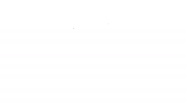 Fekete vonal Vízálló gumi bakancs ikon elszigetelt fehér háttér. Gumicsizma esős időjáráshoz, horgászáshoz, kertészkedéshez. 4K Videó mozgás grafikus animáció — Stock videók