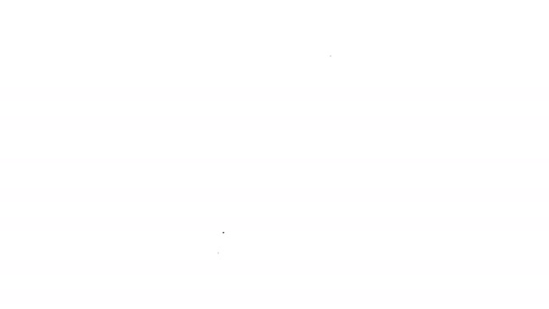 Черная линия Удобрения мешок значок изолирован на белом фоне. Видеографическая анимация 4K — стоковое видео