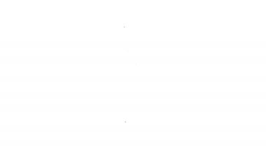 Siyah çizgi geleneksel çay seremonisi simgesi beyaz arkaplanda izole edildi. Fincanlı çaydanlık. 4K Video hareketli grafik canlandırması