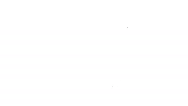Ligne noire Tapis de fitness icône rouleau isolé sur fond blanc. Tapis de yoga roulé. Équipement sportif. Animation graphique de mouvement vidéo 4K — Video