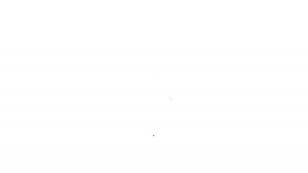 Linha preta Peixe servido em um ícone de prato isolado no fundo branco. Animação gráfica em movimento de vídeo 4K — Vídeo de Stock