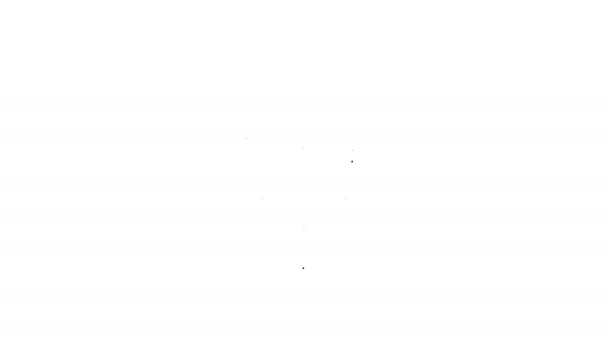 Caviar de línea negra en un icono de placa aislado sobre fondo blanco. Animación gráfica de vídeo 4K — Vídeo de stock