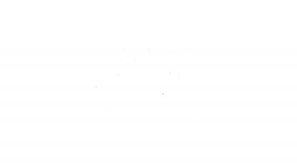 Linea nera globo terrestre con icona maschera medica isolata su sfondo bianco. Animazione grafica 4K Video motion — Video Stock