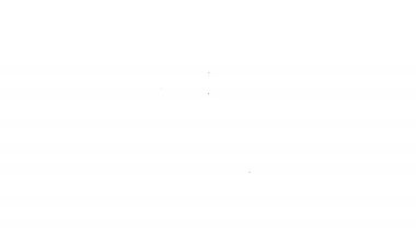 Beyaz arka planda siyah çizgi ev sel ikonu izole. Suyun altındaki evi sel basıyor. Sigorta konsepti. Güvenlik, güvenlik, koruma, konsept koruma. 4K Video hareketli grafik canlandırması