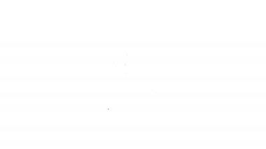 Beyaz zemin üzerinde kalkan simgesi olan siyah çizgi seyahat valizi. Seyahat bagaj sigortası. Güvenlik, güvenlik, koruma, konsept koruma. 4K Video hareketli grafik canlandırması