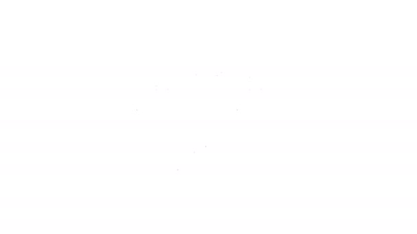 黒線白の背景に分離された正義のアイコンのスケール。裁判所のシンボル。バランス・スケール・サイン。4Kビデオモーショングラフィックアニメーション — ストック動画