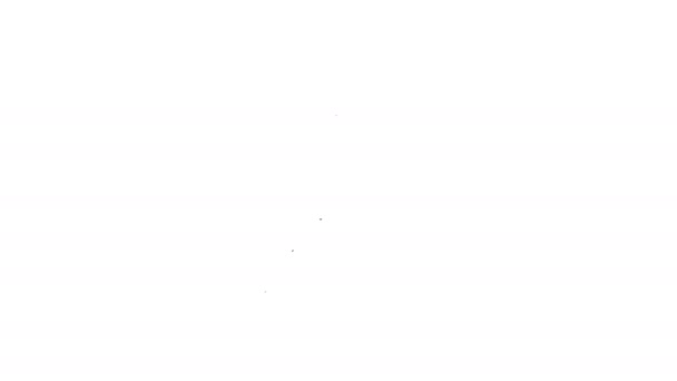 Svart linje Leverans försäkring ikon isolerad på vit bakgrund. Säkrade kartonger bortom skölden. 4K Video motion grafisk animation — Stockvideo