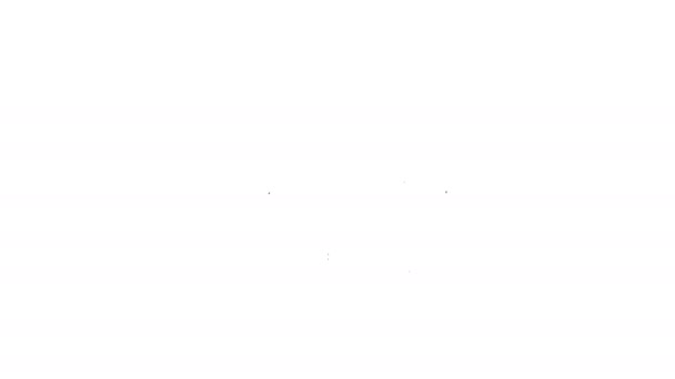 Черная линия Выпускной колпачок с значком щита изолированы на белом фоне. Концепция страхования. Безопасность, безопасность, защита, концепция защиты. Видеографическая анимация 4K — стоковое видео