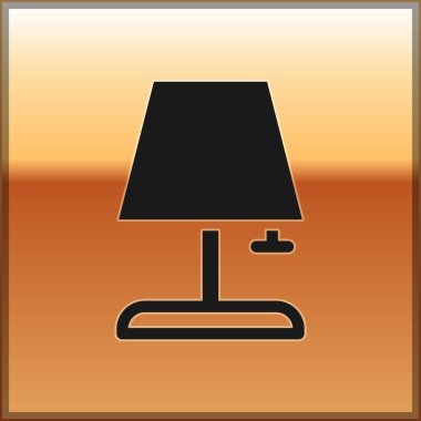 Altın arkaplanda siyah masa lambası simgesi izole edildi. Vektör.