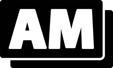 Siyah Saat AM simgesi beyaz arkaplanda izole edildi. Zaman sembolü. Vektör.