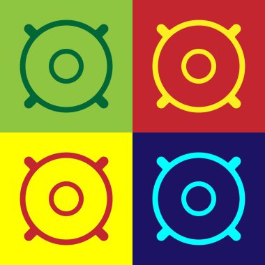Pop Art Car ses hoparlörü simgesi renk arkaplanında izole edildi. Vektör.