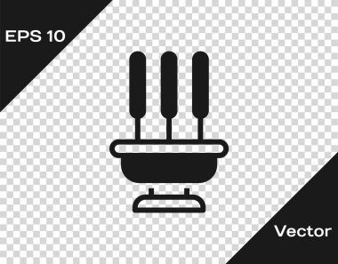 Siyah yanan aromatik tütsü, şeffaf arkaplanda izole edilmiş bir simge. Vektör.