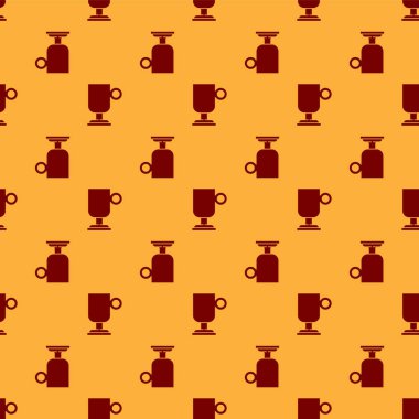 Kırmızı İrlanda kahve ikonu kahverengi arka planda pürüzsüz desen izole etti. Vektör.