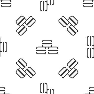 Gri makarna kurabiye ikonu beyaz arka planda izole edilmiş kusursuz desen. Makarna tatlı fırın. Vektör.