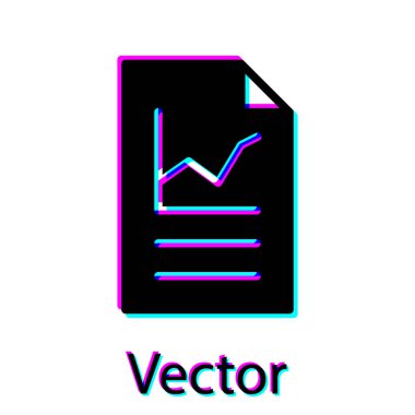 Grafik grafik simgesine sahip Siyah Belge beyaz arkaplanda izole edildi. Metin dosya simgesini rapor et. Muhasebe tabelası. Denetim, analiz, planlama. Vektör.