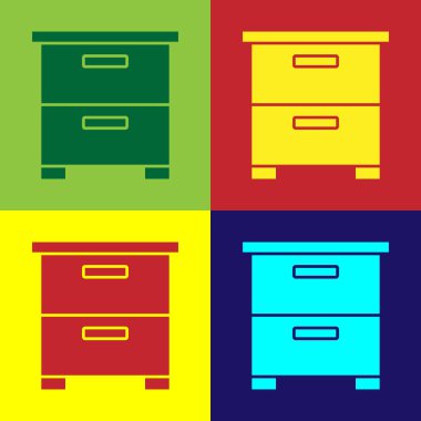Pop Art Mobilya komodininin simgesi renk arkaplanda izole edilmiş. Vektör.