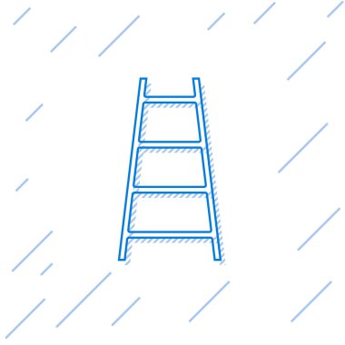 Bitiş bayrağı simgesine sahip mavi çizgi merdiveni beyaz arkaplanda izole edildi. Kariyer gelişimi konsepti. İş geliştirme kavramı. Vektör.