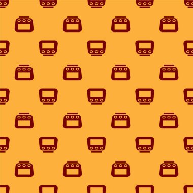 Kırmızı bisiklet hız göstergesi simgesi kahverengi arkaplanda izole edilmiş pürüzsüz desen. Vektör.