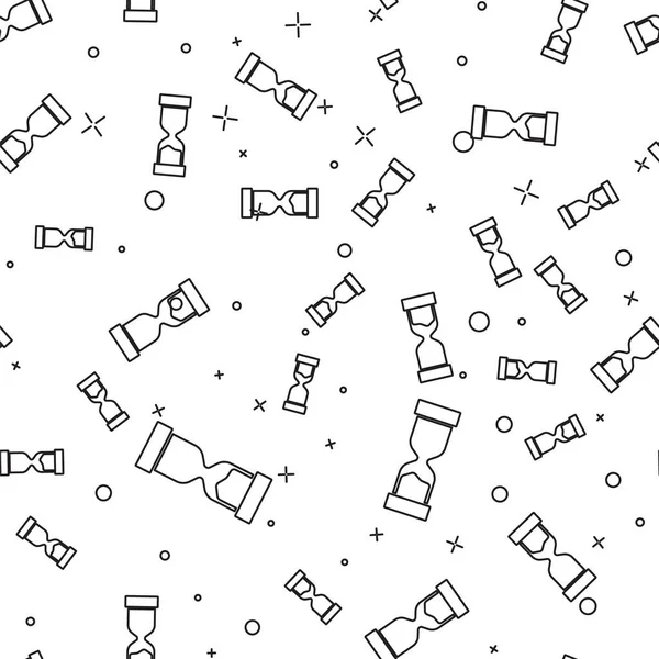 Siyah çizgi. Beyaz zemin üzerinde kum ikonu akan kum saati izole edilmiş. Kum saati işareti. İş ve zaman yönetimi kavramı. Vektör.