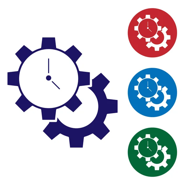 Значок Blue Time Management Выделен Белом Фоне Вывеска Часами Передачами — стоковый вектор