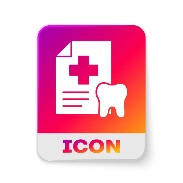 Clipboard Branco Com Cartão Dental Paciente Ícone Registros Médicos Isolados — Vetor de Stock