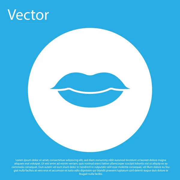 Icono Labios Sonrientes Azules Aislado Sobre Fondo Azul Símbolo Sonrisa — Vector de stock