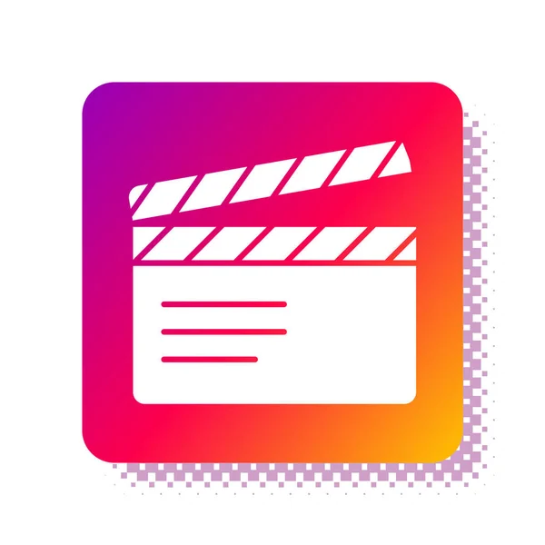 White Movie Clapper Pictogram Geïsoleerd Witte Achtergrond Filmklapbord Bord Met — Stockvector