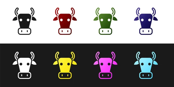 Establecer Icono Vaca Aislado Sobre Fondo Blanco Negro Vector — Vector de stock