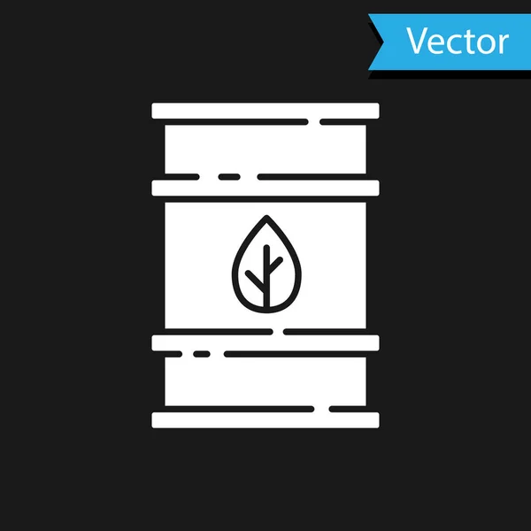 Weißes Symbol Für Biokraftstoffbehälter Auf Schwarzem Hintergrund Öko Bio Und — Stockvektor
