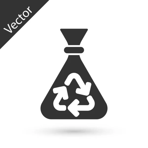Graue Mülltüte Mit Recycling Symbol Auf Weißem Hintergrund Mülleimer Symbol — Stockvektor