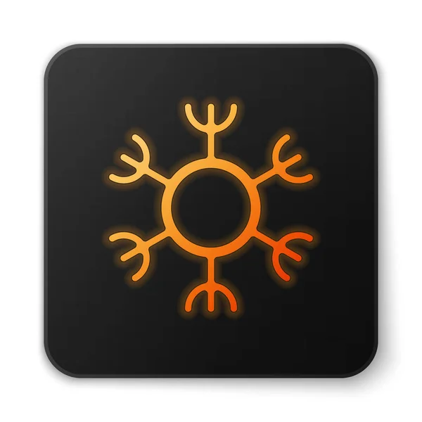 Orange Leuchtende Neonfarbene Schneeflocke Ikone Isoliert Auf Weißem Hintergrund Schwarzer — Stockvektor