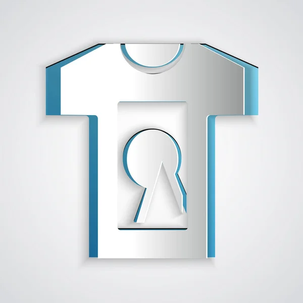 Taglio Carta Shirt Icona Isolata Sfondo Grigio Stile Cartaceo Vettore — Vettoriale Stock