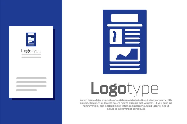 蓝色新闻图标孤立在白色背景 报纸的标志 大众媒体的标志 标志设计模板元素 — 图库矢量图片