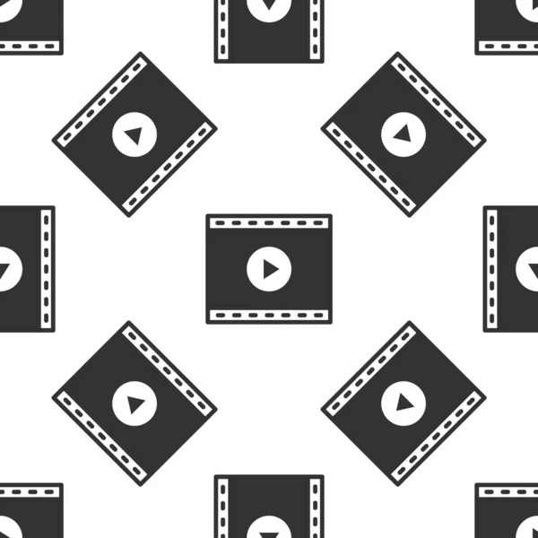 Grey Online Play Video Icon Isolated Seamless Pattern White Background — Stock Vector