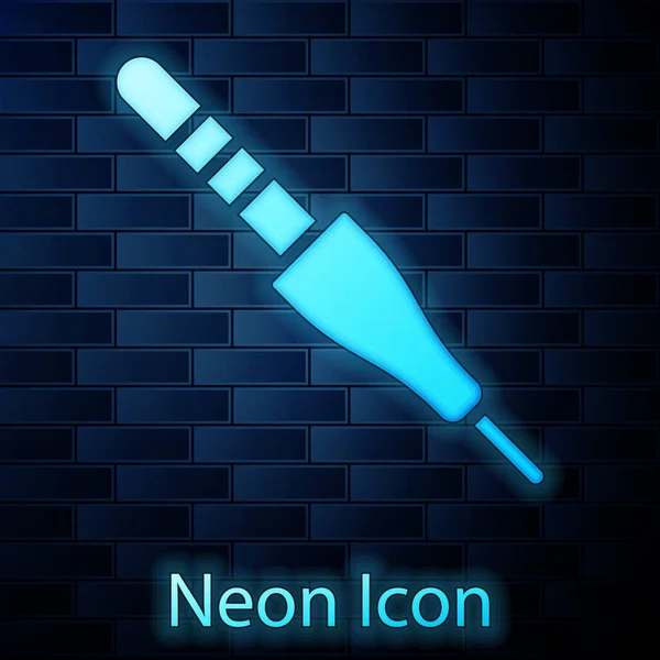 Zářící Neon Audio Jack Ikona Izolované Cihlové Zdi Pozadí Audio — Stockový vektor