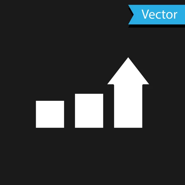 White Financial Wachstumsikone Isoliert Auf Schwarzem Hintergrund Steigerung Der Einnahmen — Stockvektor