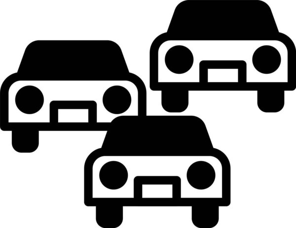 Black Traffic jam on the road icon isolated on white background. Road transport.  Vector.