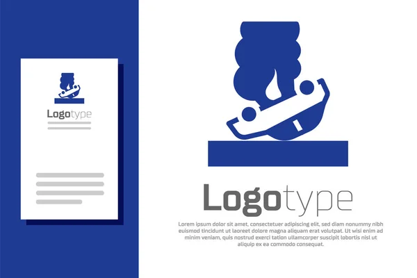 Icône Voiture Brûlante Bleue Isolée Sur Fond Blanc Voiture Feu — Image vectorielle