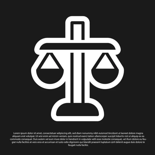 Escalas Negras Justicia Icono Aislado Sobre Fondo Negro Símbolo Del — Archivo Imágenes Vectoriales