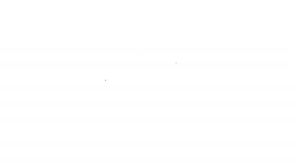 Zwarte lijn Klok met spraakbel pictogram geïsoleerd op witte achtergrond. Tijdteken. Kantoor horloge of timer symbool. 4K Video motion grafische animatie — Stockvideo