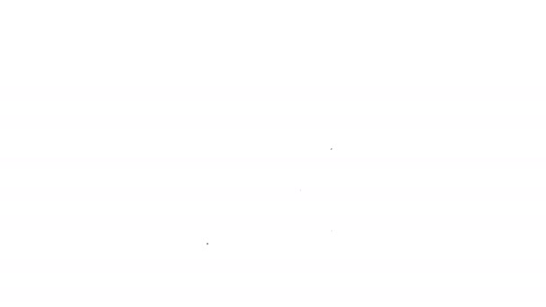 Schwarze Linie Zahnschutzsymbol isoliert auf weißem Hintergrund. Zahn auf Schild-Logo. 4K Video Motion Grafik Animation — Stockvideo