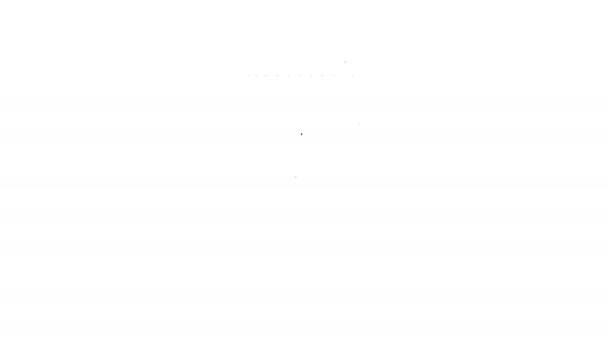 Línea negra Dolor de muelas icono de la tableta aislado sobre fondo blanco. Medicina para el cuidado dental. Cápsula pastilla y droga. Diseño de farmacia. Animación gráfica de vídeo 4K — Vídeos de Stock