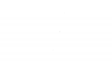 Siyah çizgi Peeler simgesi beyaz arkaplanda izole edildi. Sebze temizlemek için bıçak. Mutfak eşyası, alet edevat. 4K Video hareketli grafik canlandırması